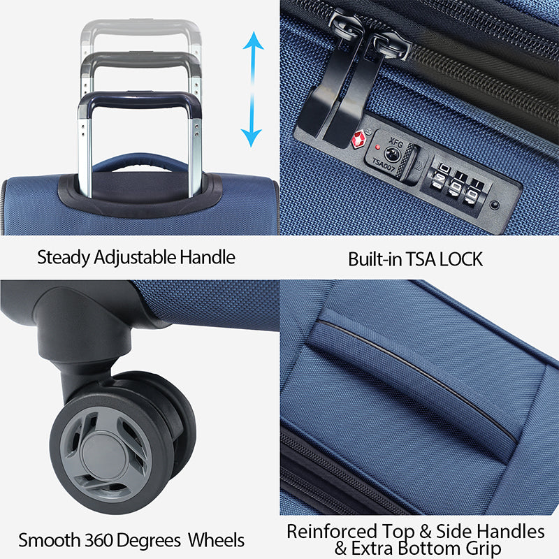 KROSER 20" Softside Expandable Carry-On Luggage with USB & TSA Lock