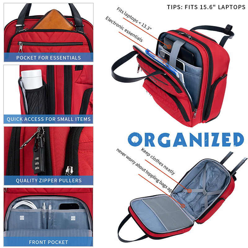 KROSER 16" Underseat Carry-On Overnight Suitcase