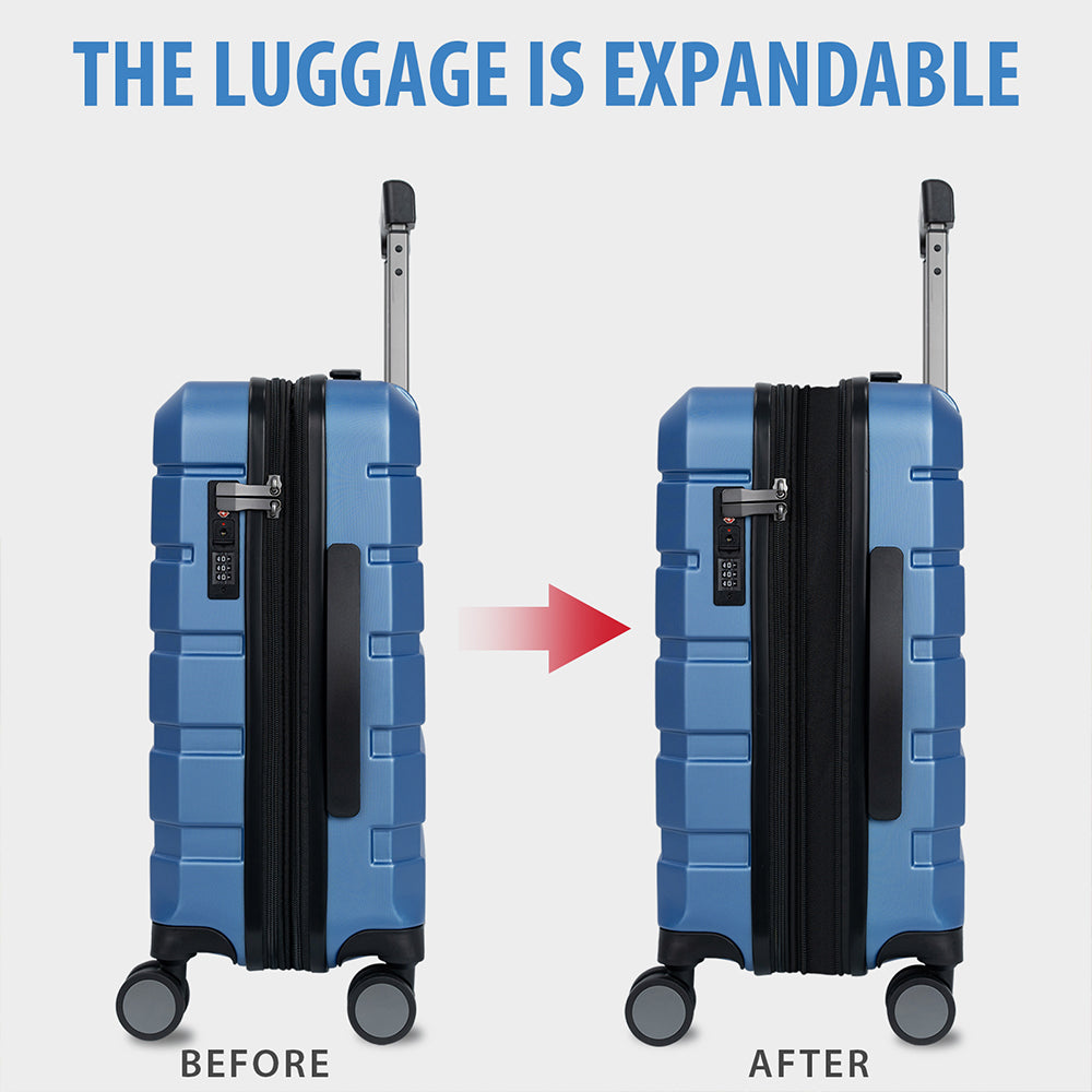 KROSER Light Blue 20" Hardside Expandable Carry-On Luggage with TSA Lock