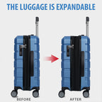KROSER Light Blue 20" Hardside Expandable Carry-On Luggage with TSA Lock