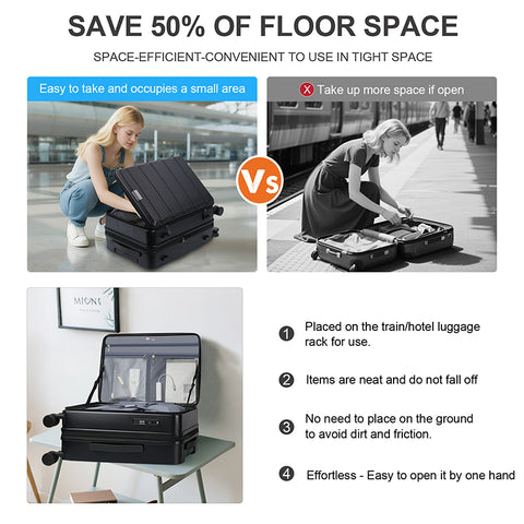 KROSER Carry On Luggage with Spinner Wheels & Built-in TSA Lock, Expandable Top Loading Hard Shell Suitcase Large Capacity Durable Rolling Luggage with USB Port, Carry-On 20-Inch, Black