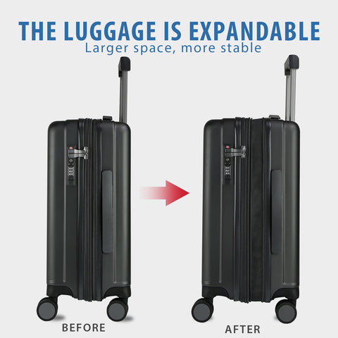 KROSER 20" Hardside Expandable Carry On Luggage, Black