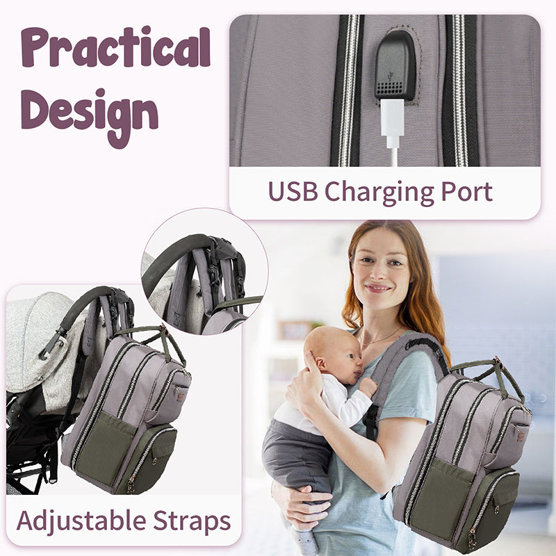KROSER Foldable Diaper Backpack with Changing Station & Insulated Pockets