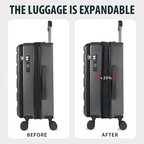 KROSER 20" Top-Loading Carry-On Luggage with USB & TSA Lock