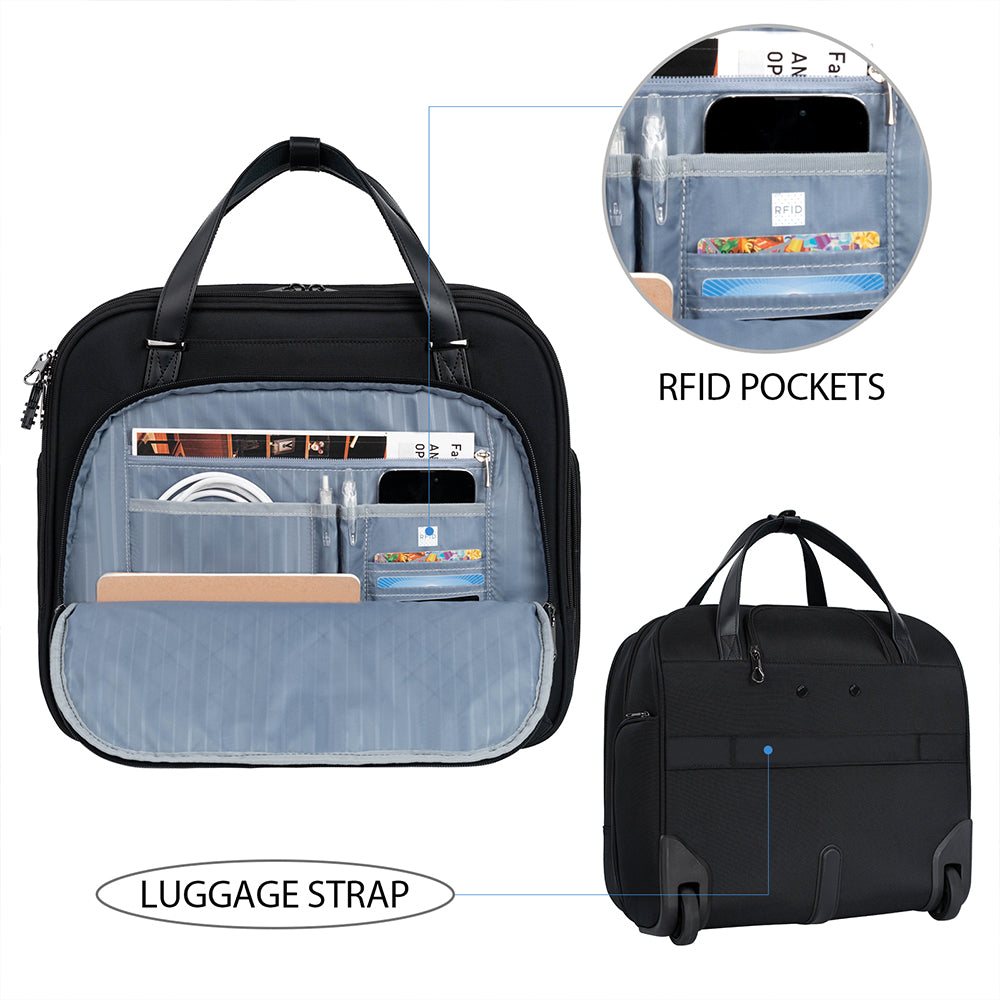 KROSER 17.3" Quilted Rolling Laptop Bag