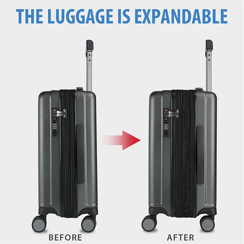 KROSER 20" Hardside Expandable Carry On Luggage-Steel Grey