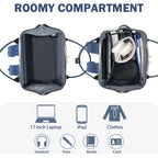 KROSER 17" Quilted Laptop Backpack – Navy Blue & Ivory