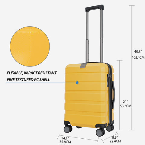 KROSER Hardside Expandable Carry On Luggage,Yellow