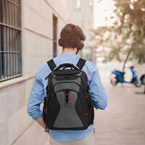 KROSER™ 17.3 Inch Travel Backpack,Large Business Laptop Bag.Black/Grey
