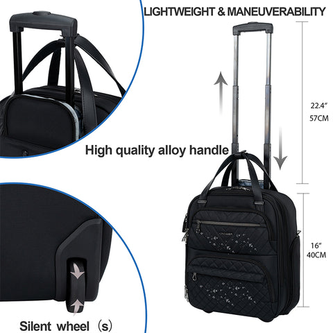 KROSER Carry On Underseat Multi-functional, 16-inch Lightweight Overnight Suitcase
