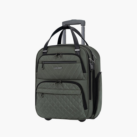 KROSER Carry On Underseat Multi-functional, 16-inch Lightweight Overnight Suitcase-Army Green