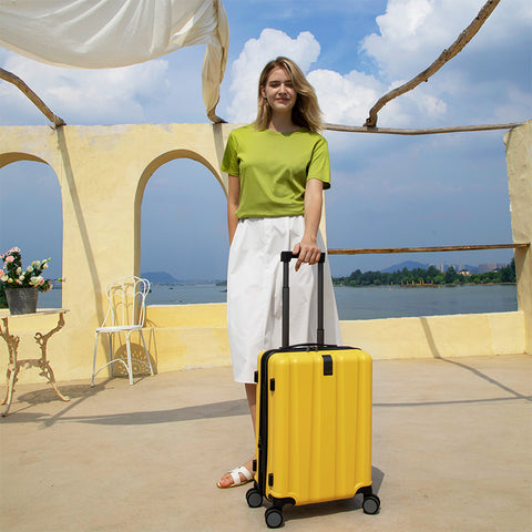 KROSER 20" Hardside Expandable Carry On Luggage, YELLOW