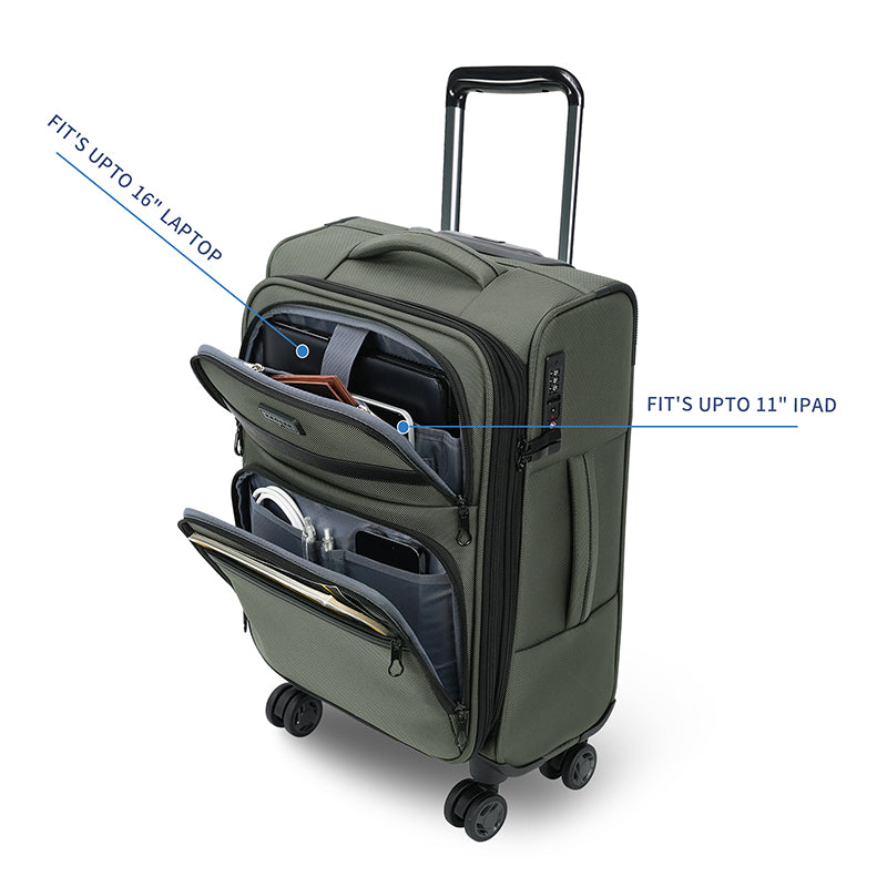 KROSER 20" Softside Expandable Carry-On Luggage with USB & TSA Lock