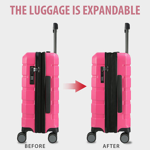 KROSER Hardside Expandable Carry On Luggage, Rose