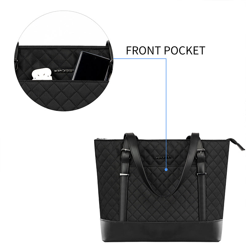 KROSER 15.6 inch Laptop Tote Bag Lady bag Quilted