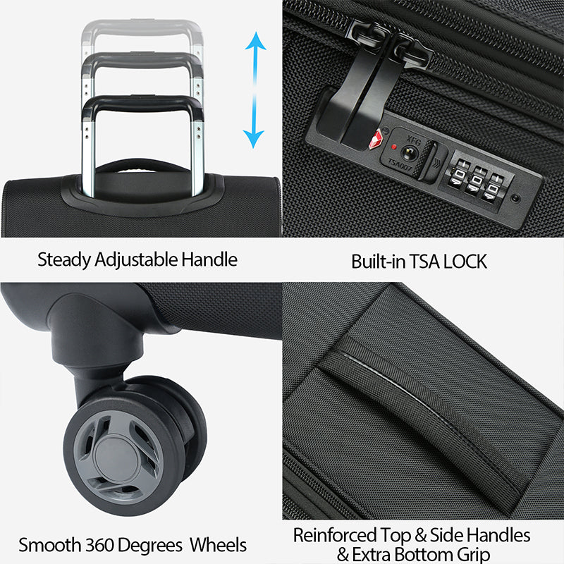 KROSER 20" Softside Expandable Carry-On Luggage with USB & TSA Lock