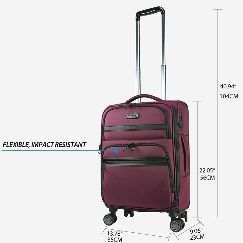 KROSER 20" Softside Expandable Carry-On Luggage with USB & TSA Lock