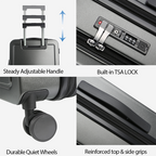 KROSER 20" Top-Loading Carry-On Luggage with USB & TSA Lock
