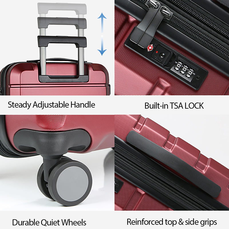 KROSER Hardside Expandable Carry On Luggage Burgundy