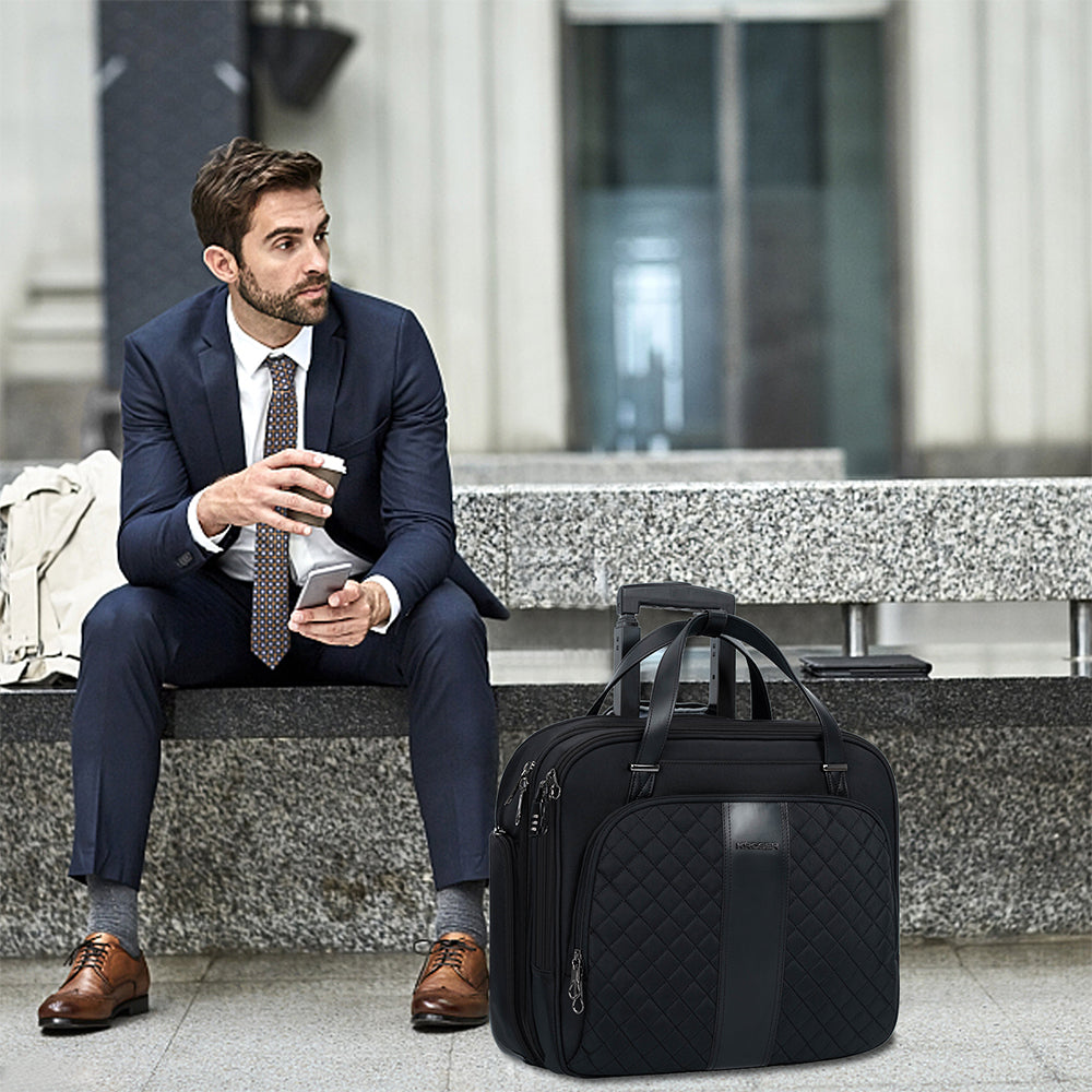 KROSER 17.3" Quilted Rolling Laptop Bag
