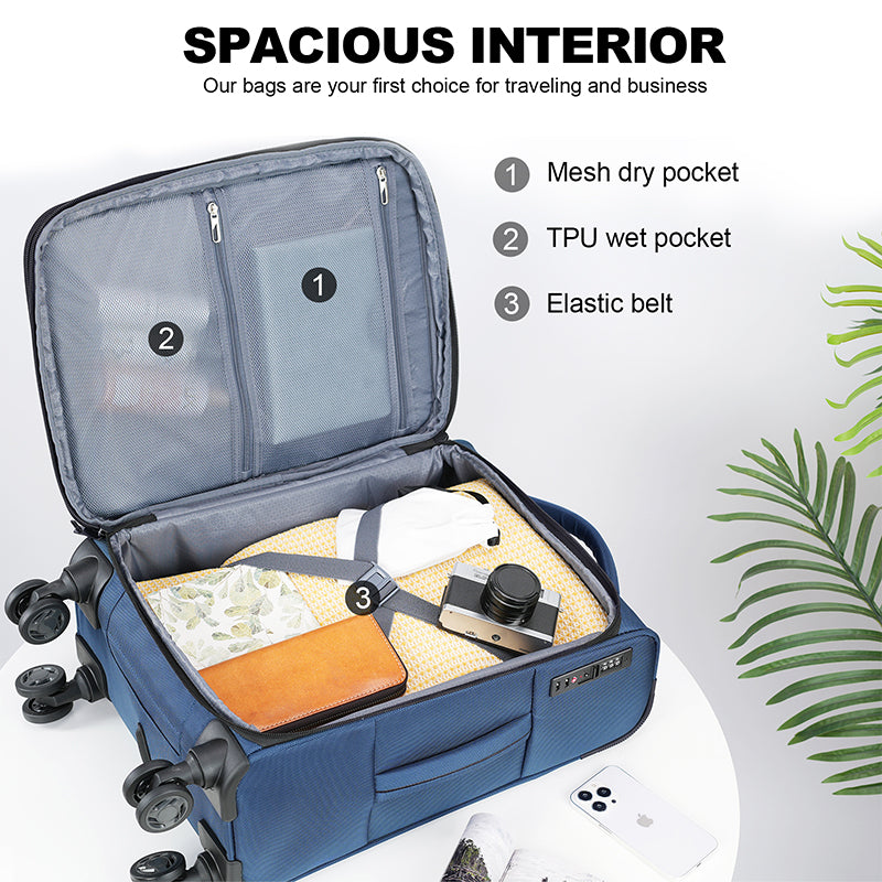 KROSER 20" Softside Expandable Carry-On Luggage with USB & TSA Lock