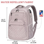 KROSER 17" Quilted Laptop Backpack with USB & RFID