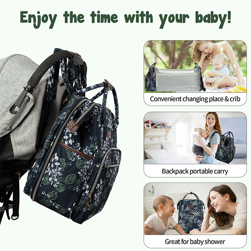 KROSER Foldable Diaper Backpack with Changing Station