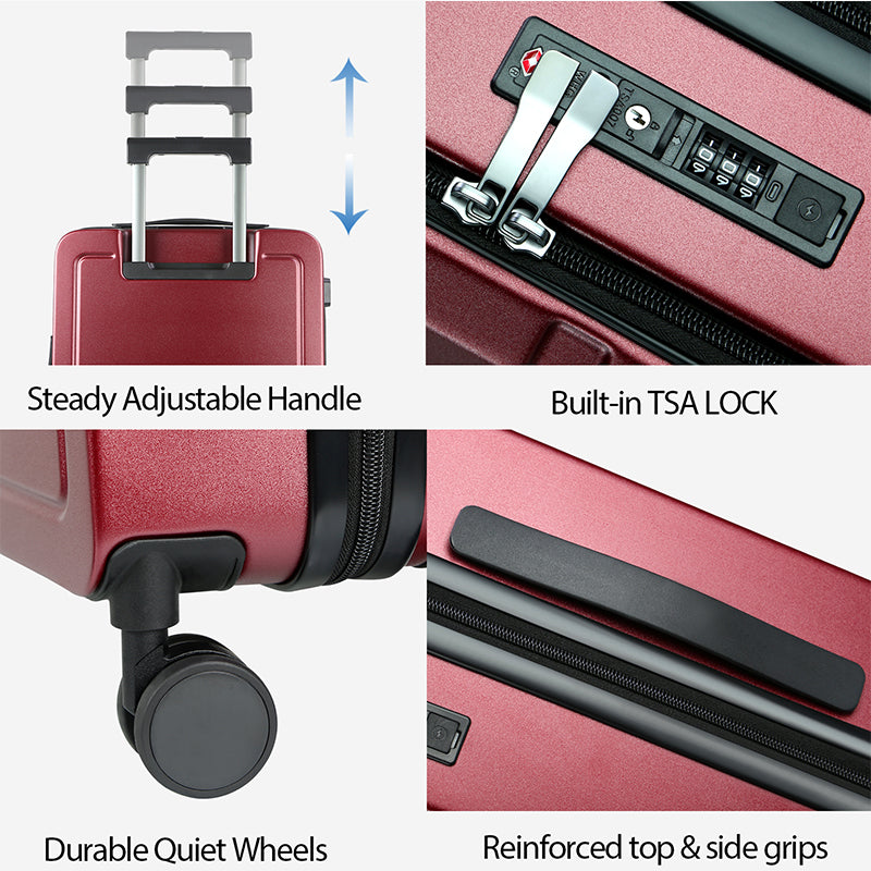 KROSER 20" Top-Loading Carry-On Luggage with USB & TSA Lock