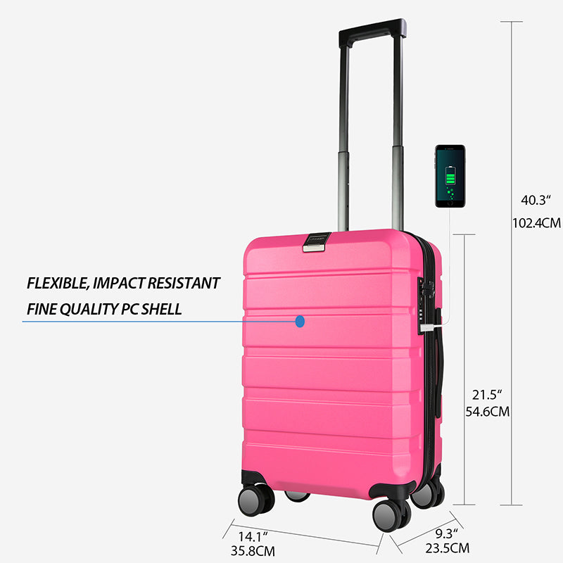 KROSER 20" Hardside Expandable Carry-On Luggage with USB & TSA Lock