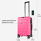 KROSER 20" Hardside Expandable Carry-On Luggage with USB & TSA Lock