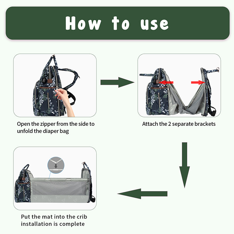 KROSER Foldable Diaper Backpack with Changing Station