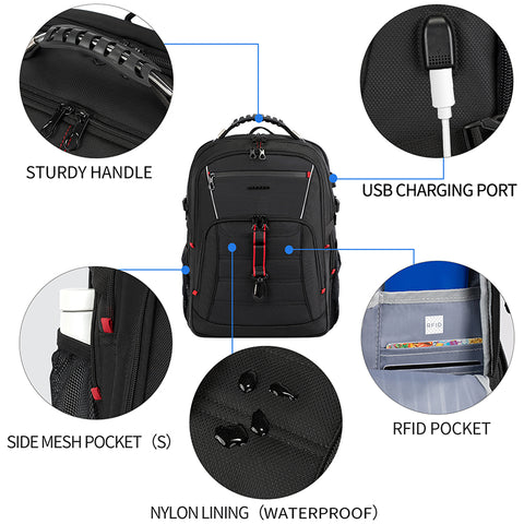 KROSER™ 18.4 Inch Travel backpack with LIGHT-EMITTING STRIPS.