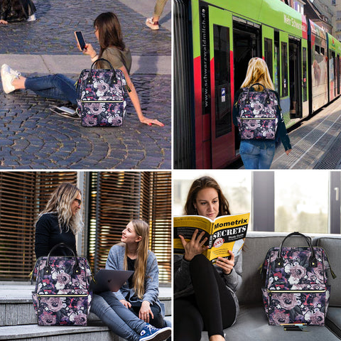KROSER™ 15.6 Inch Laptop Backpack for Women-Rose Pattern