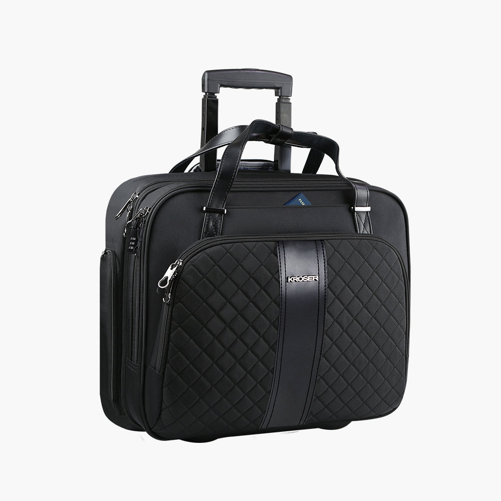 KROSER 17.3" Quilted Rolling Laptop Bag