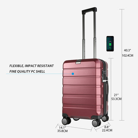 KROSER Hardside Expandable Carry On Luggage, Burgundy