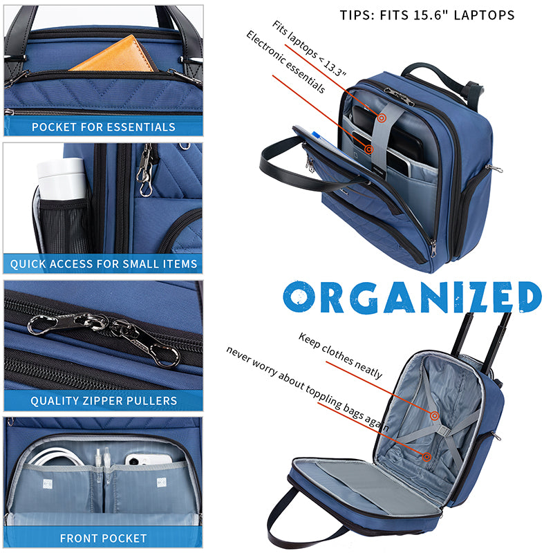 KROSER 16" Underseat Carry-On Suitcase with Laptop Compartment
