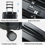 KROSER 20" Expandable Carry-On Luggage with Front Pocket