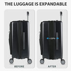 KROSER 20" Expandable Carry-On Luggage with Front Pocket