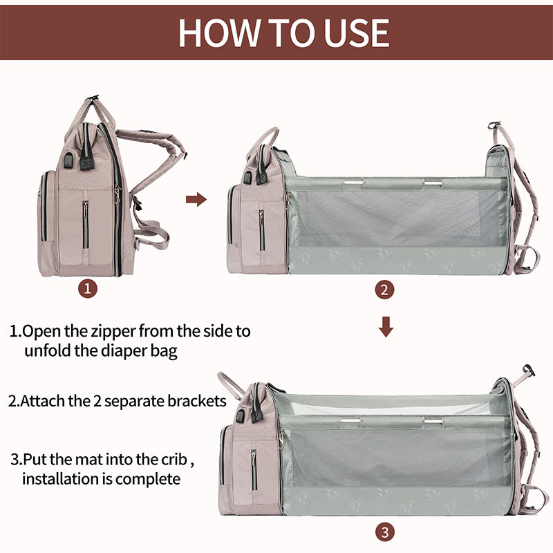KROSER Foldable Diaper Backpack with Changing Station