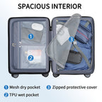 KROSER 20" Expandable Carry-On Luggage with Front Pocket