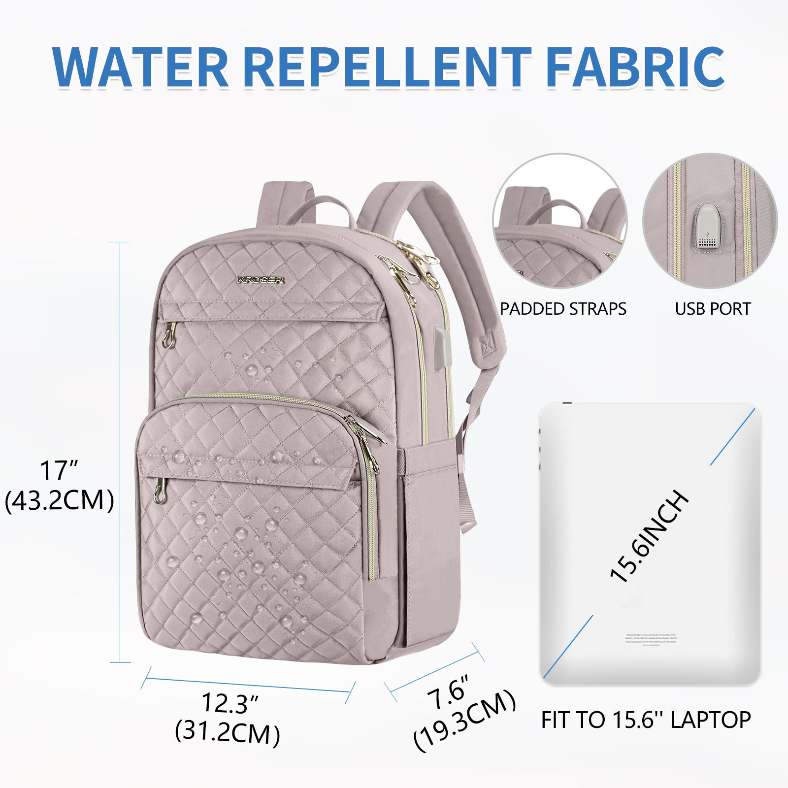 KROSER 15.6" Laptop Backpack with USB Port