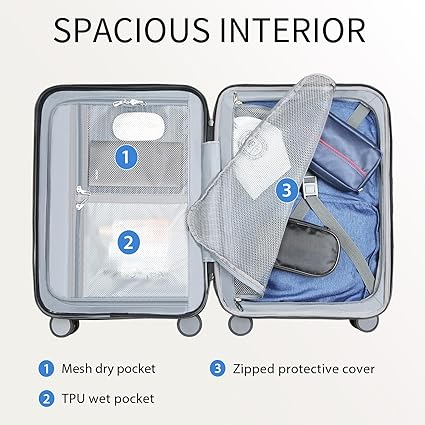 KROSER 20" Hardside Expandable Carry-On Luggage with USB & TSA Lock
