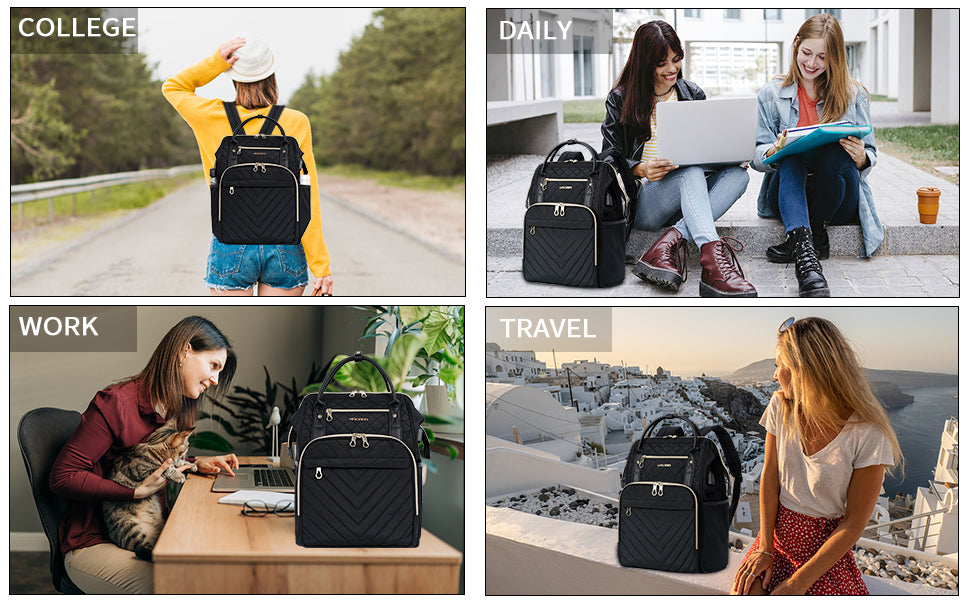 KROSER 17" Quilted Laptop Backpack with USB Port