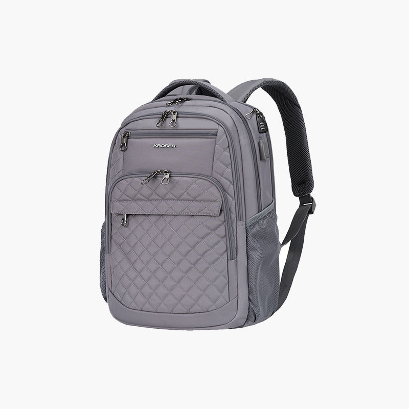 KROSER 17" Quilted Laptop Backpack with USB & RFID