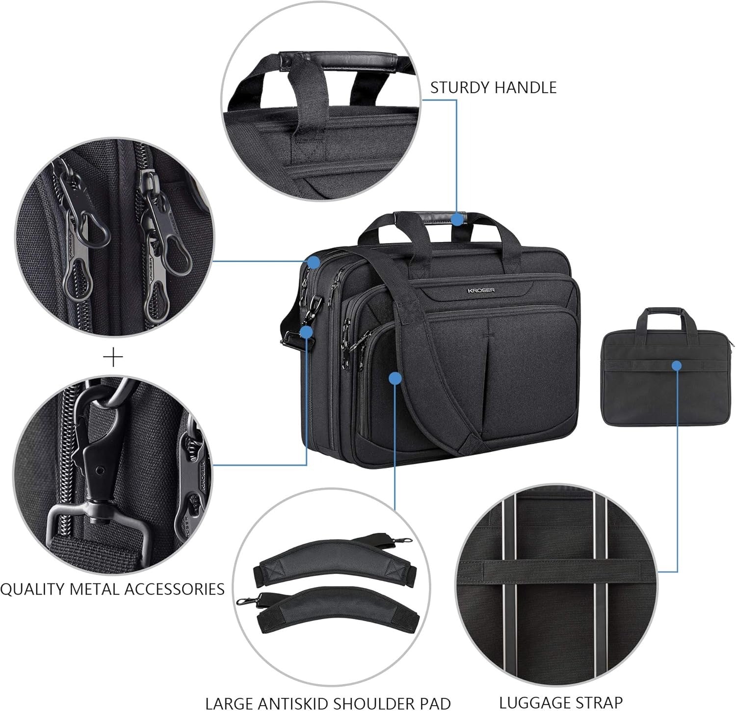 KROSER 17.3" Expandable RFID Laptop Briefcase