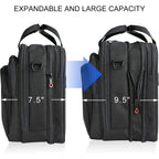 Expandable KROSER laptop briefcase with zip pockets; sides expand for extra capacity