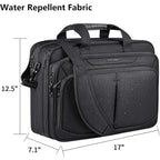 KROSER water-repellent laptop briefcase in black, with top handle and side zip pockets