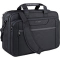 Black KROSER laptop briefcase with front organizer panel and dual zip compartments, shoulder strap.