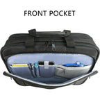 Black front pocket briefcase interior with organizer slots and elastic sleeve