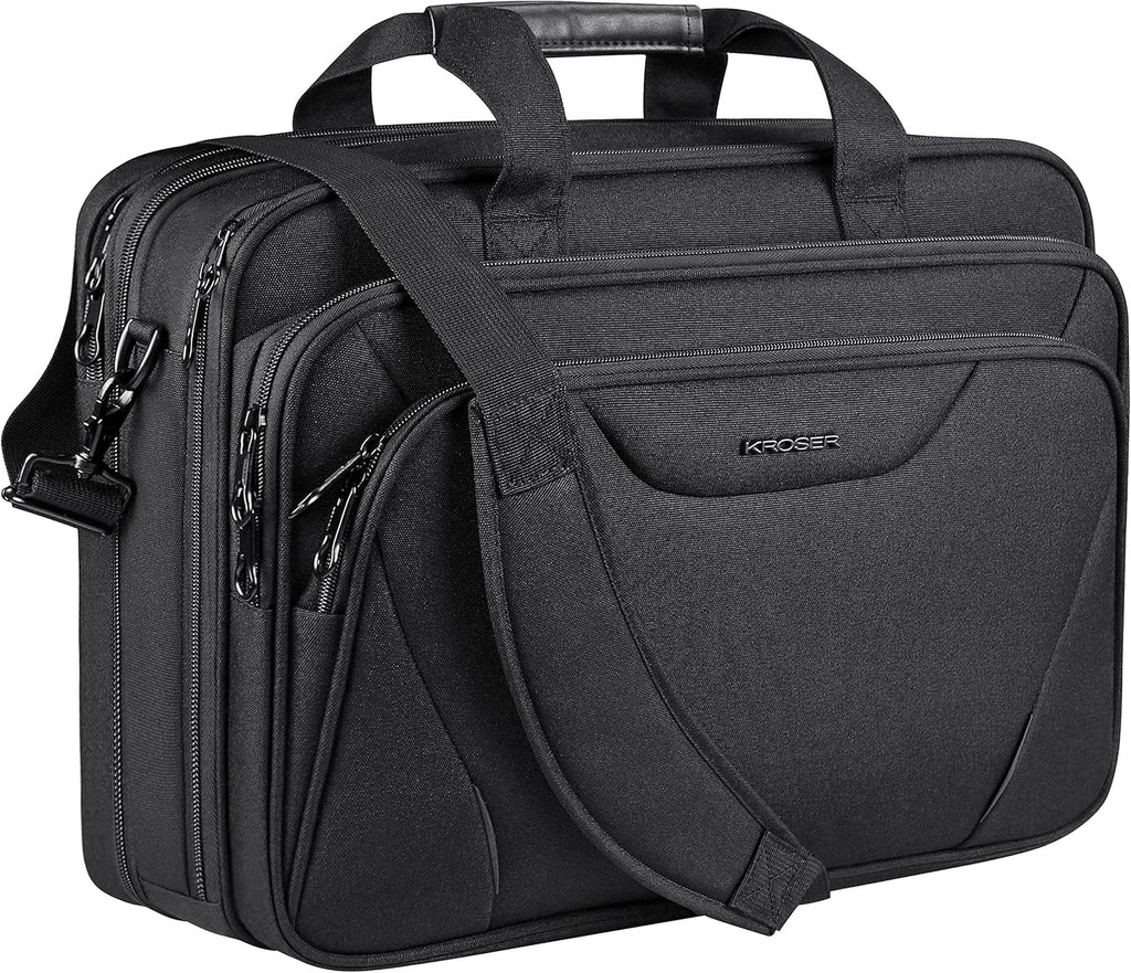 KROSER 17.3" Black Expandable Laptop Briefcase for Work
